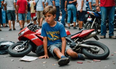 child accident motorcycle red plate