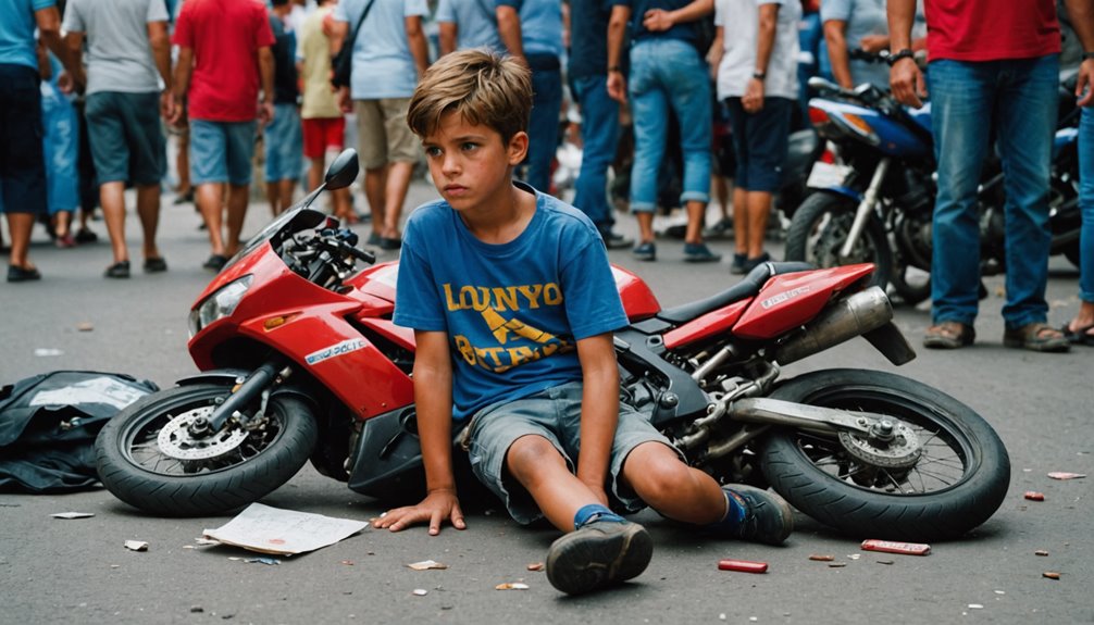 child accident motorcycle red plate