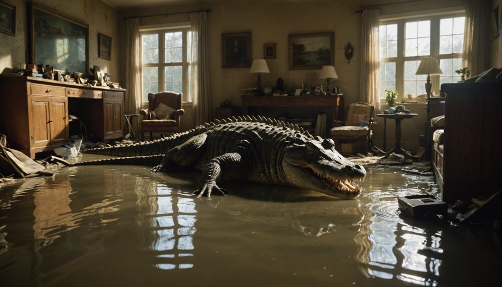 crocodile enters flooded home